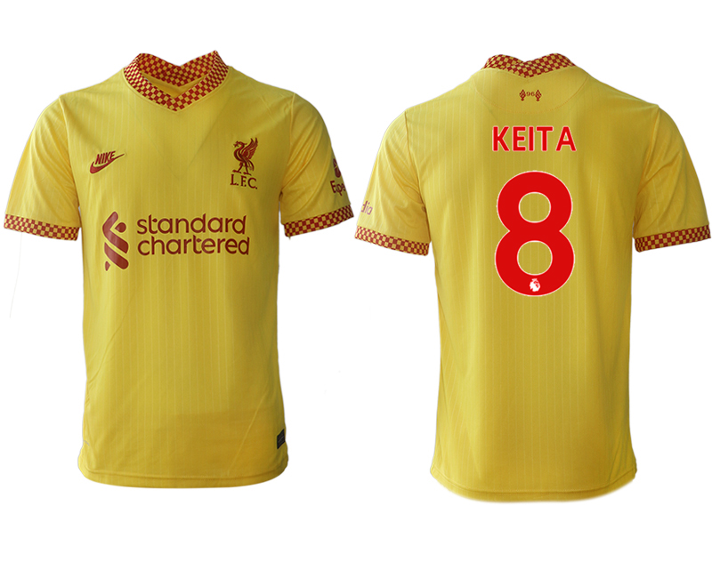 Men 2021-2022 Club Liverpool Second away aaa version yellow #8 Soccer Jersey